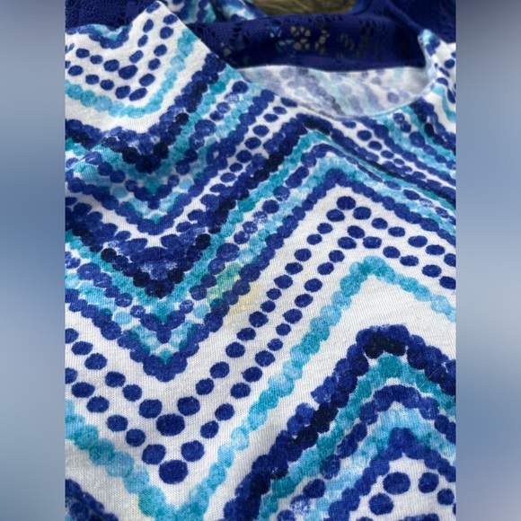 Girls 7/8 Hi-Low Dress👗Shades of Blues and Whites Chevron Dots & Blue Lace Back - Picture 12 of 15